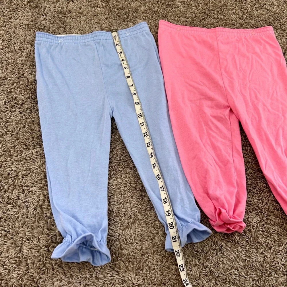 Carters Girls 4T Ruffle Ankle Leggings Blue Pink 2 Pack Elastic‎ Waist Snaps